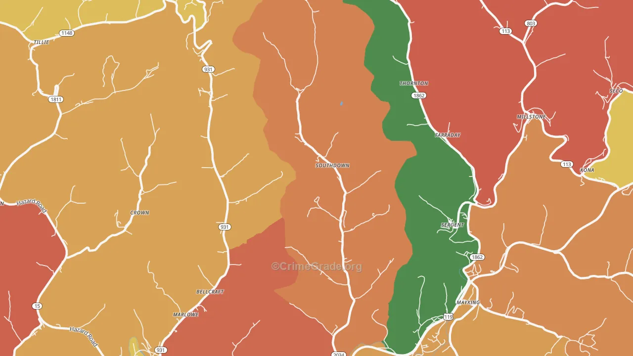 Ermine, KY Map of Assault Rates