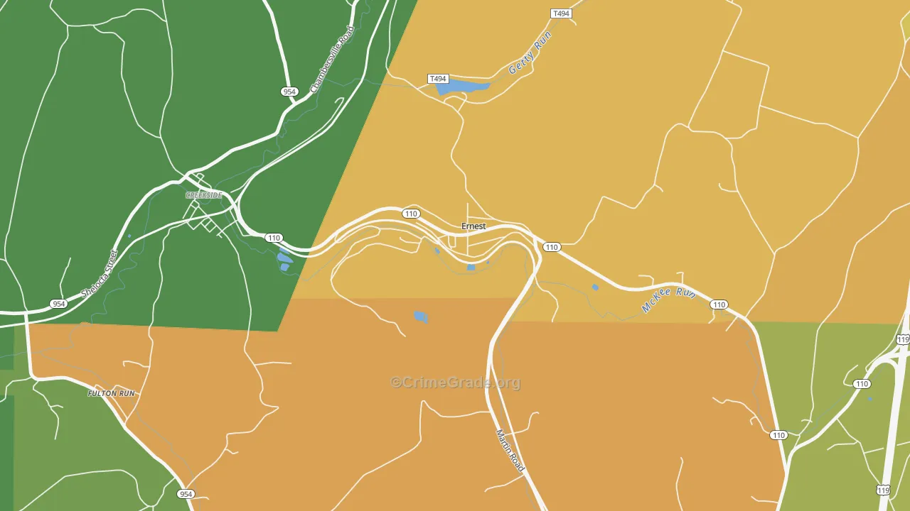 Ernest, PA Map of Assault Rates