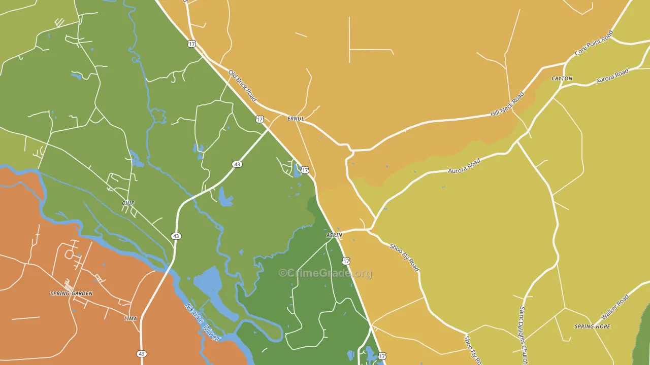Ernul, NC Map of Assault Rates