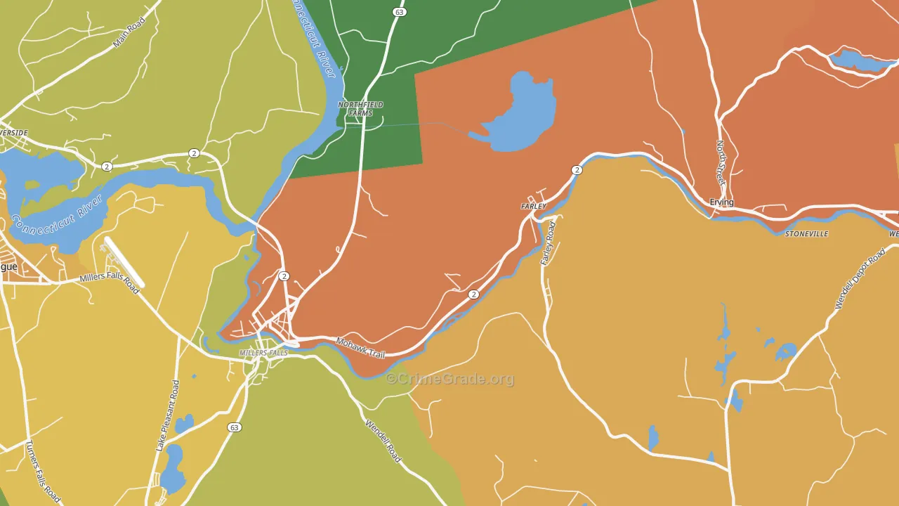 Erving, MA Map of Assault Rates