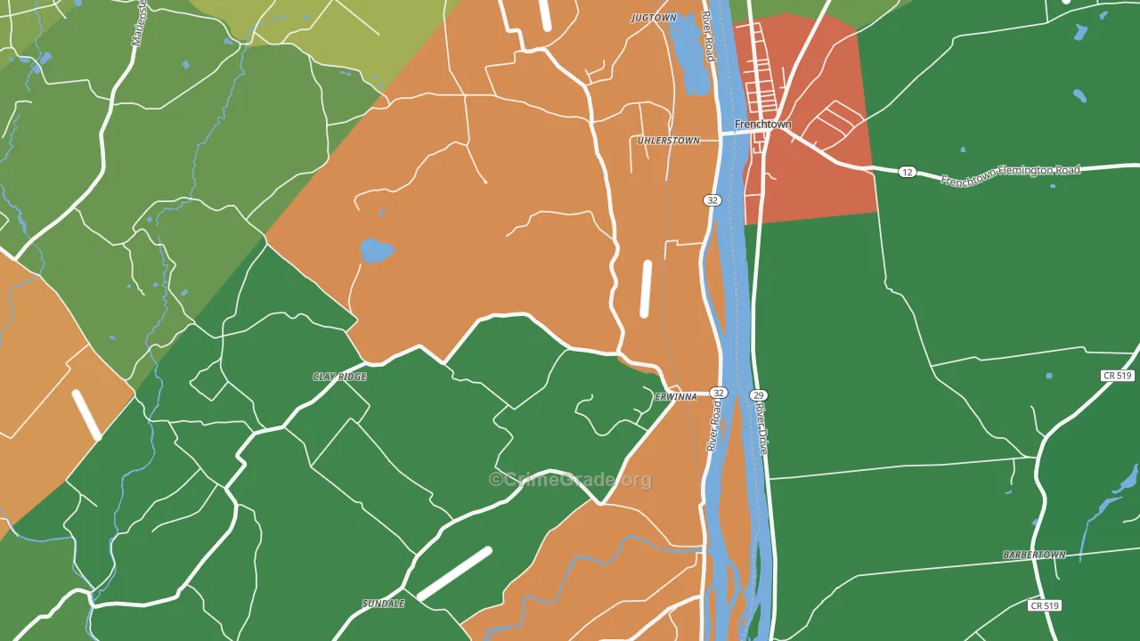 Erwinna, PA Map of Assault Rates