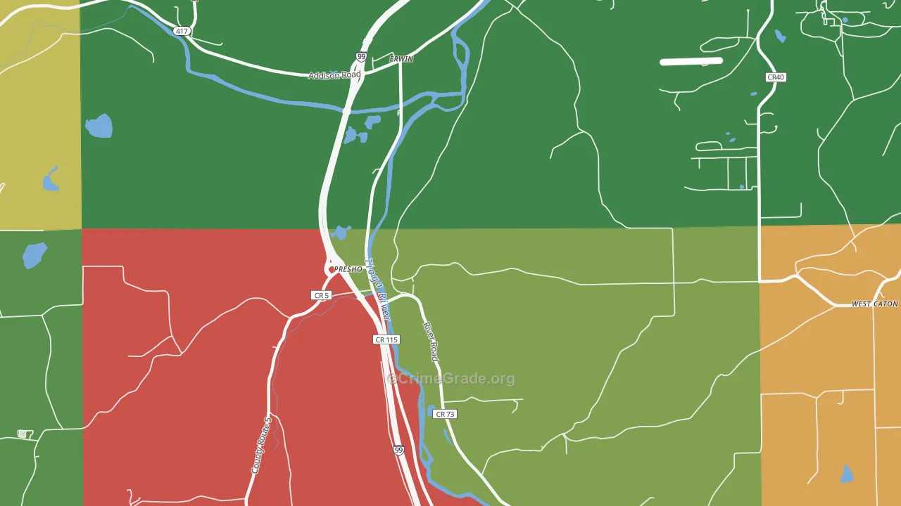 Erwins, NY Map of Assault Rates