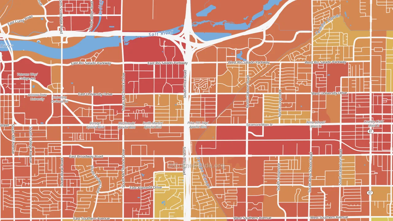 Escalante, Tempe, AZ Map of Assault Rates