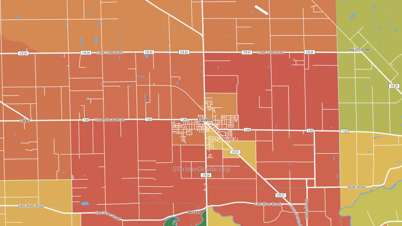 Escalon, CA Map of Assault Rates