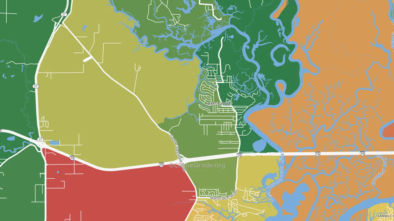 Escatawpa, MS Map of Assault Rates