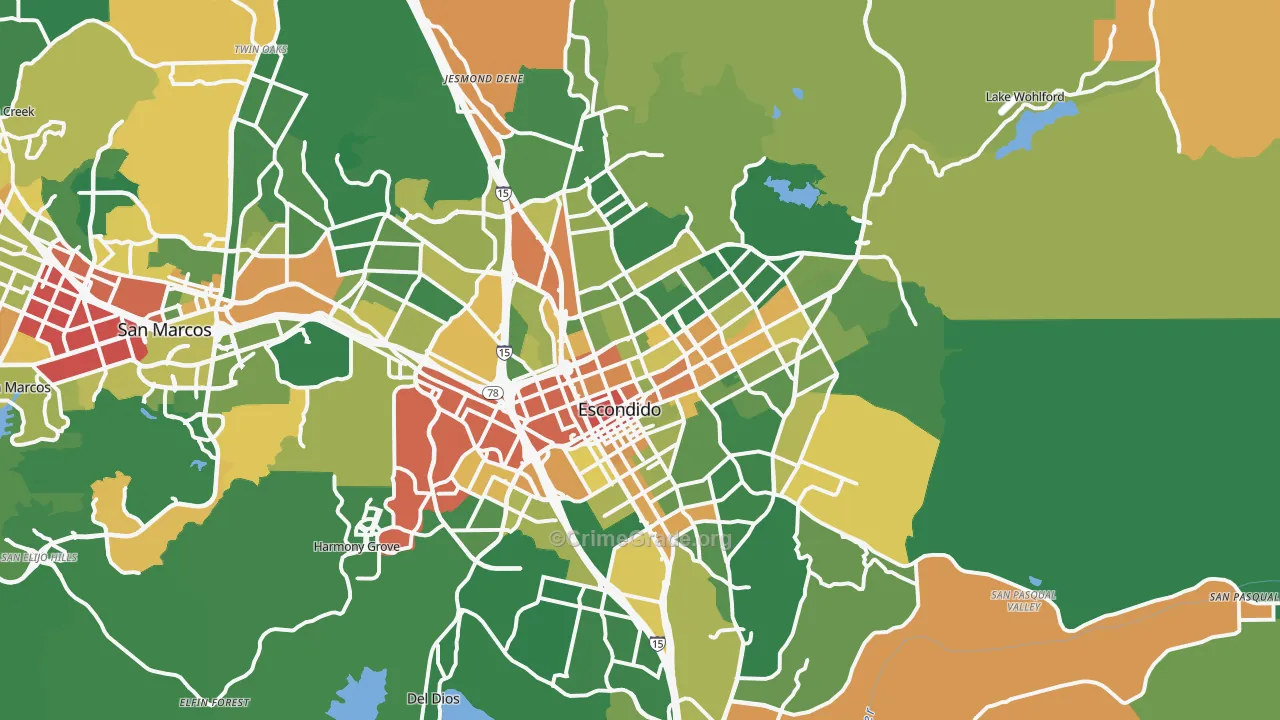 Escondido, CA Map of Assault Rates