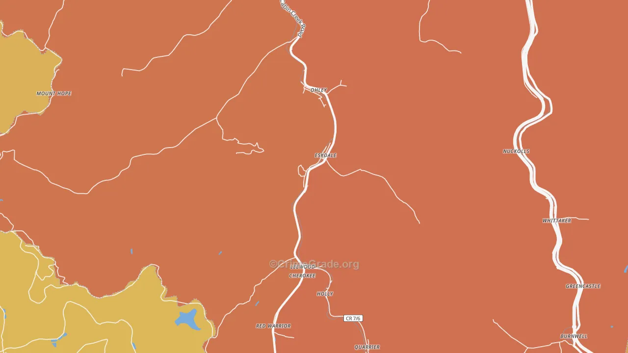 Eskdale, WV Map of Assault Rates