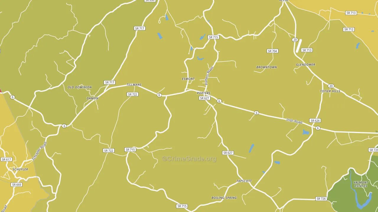 Esmont, VA Map of Assault Rates