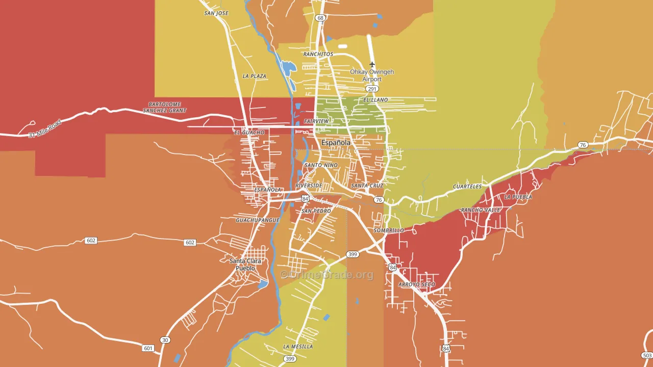 Espanola, NM Map of Assault Rates