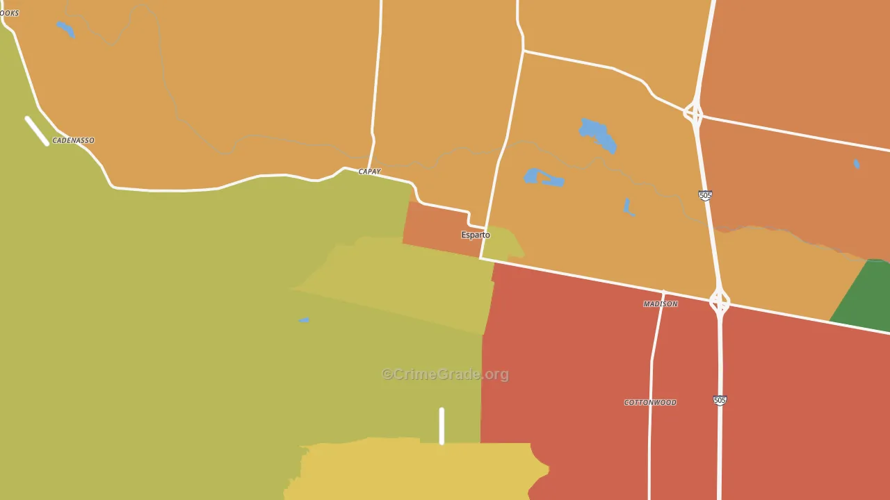 Esparto, CA Map of Assault Rates