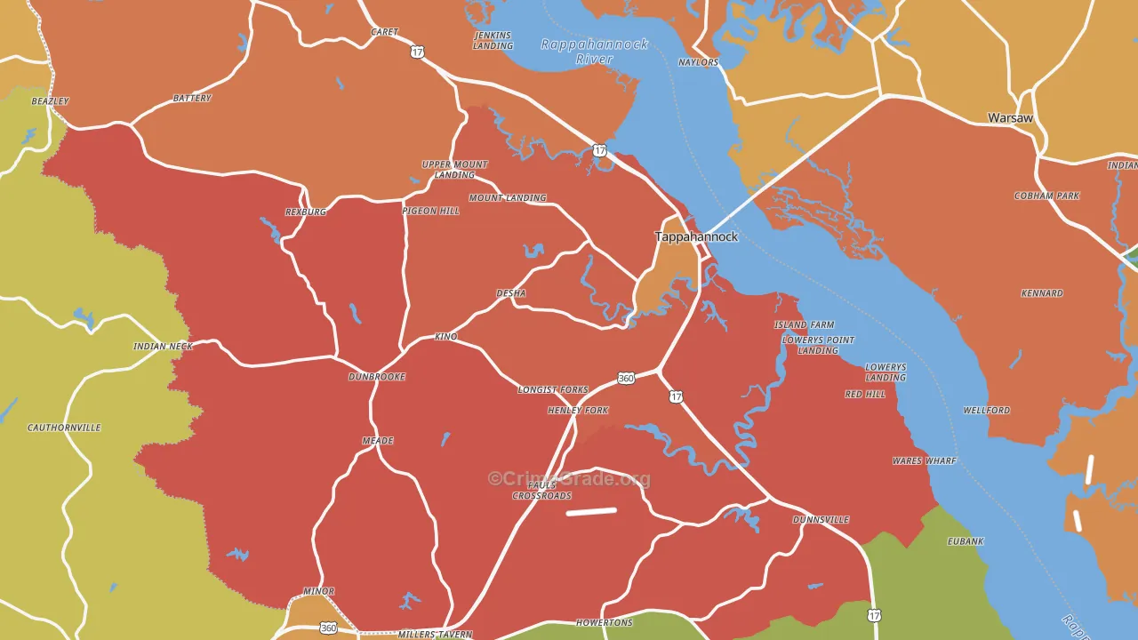 Essex County, VA Map of Assault Rates