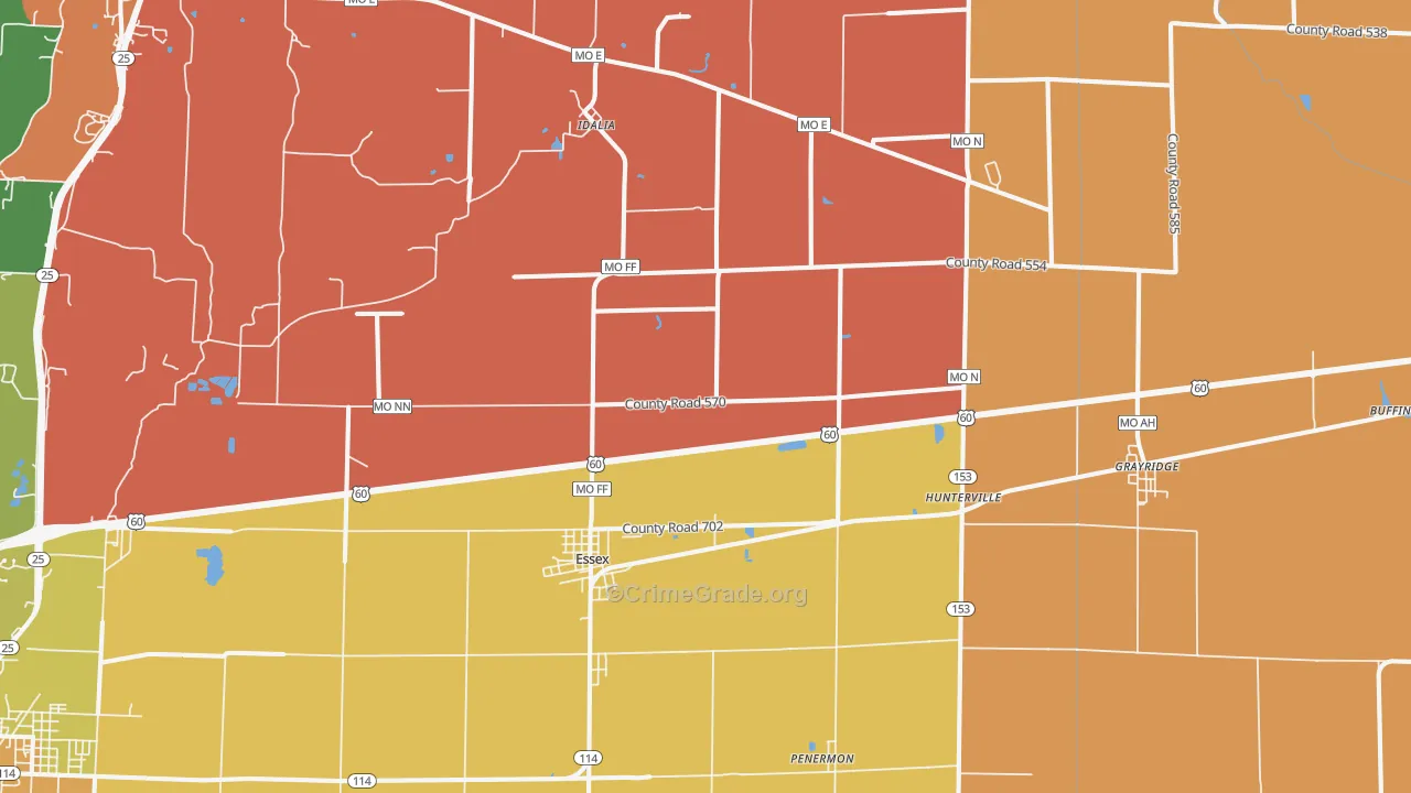 Essex, MO Map of Assault Rates