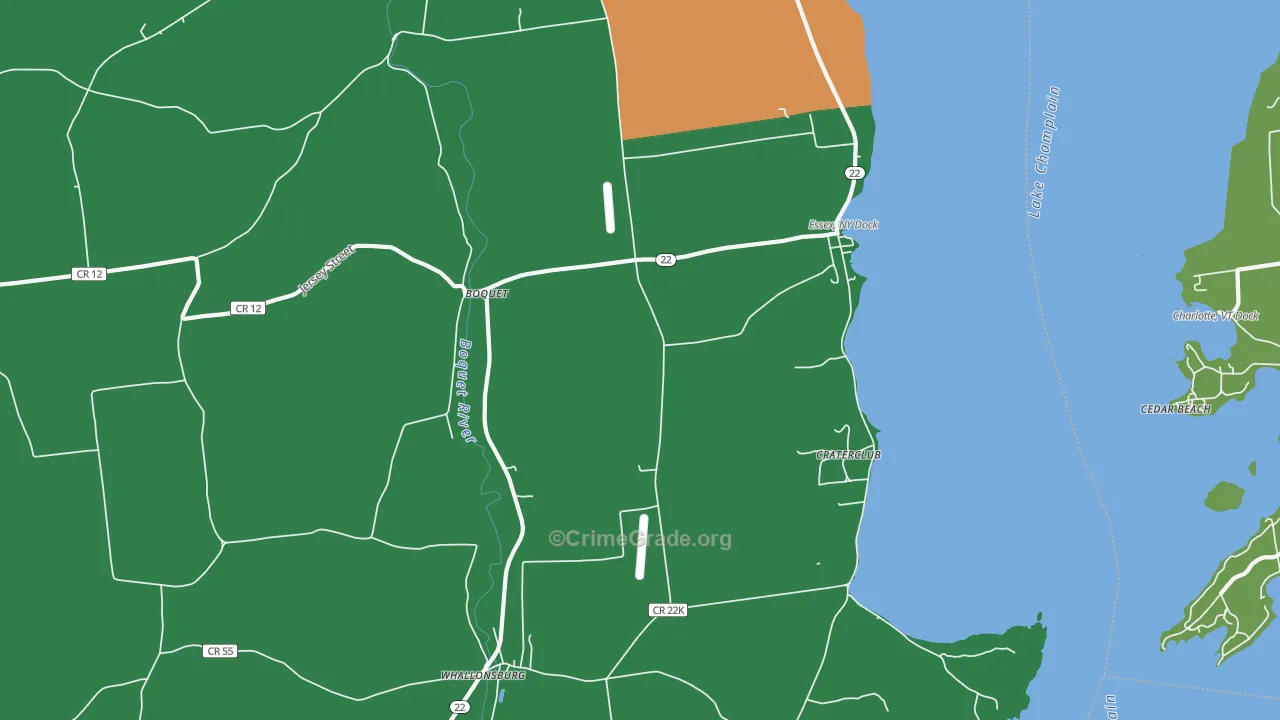 Essex, NY Map of Assault Rates