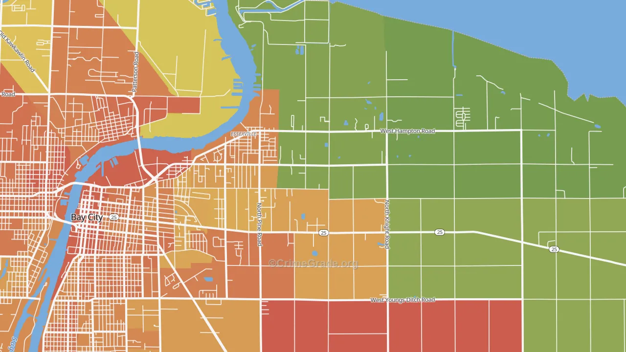 Essexville, MI Map of Assault Rates