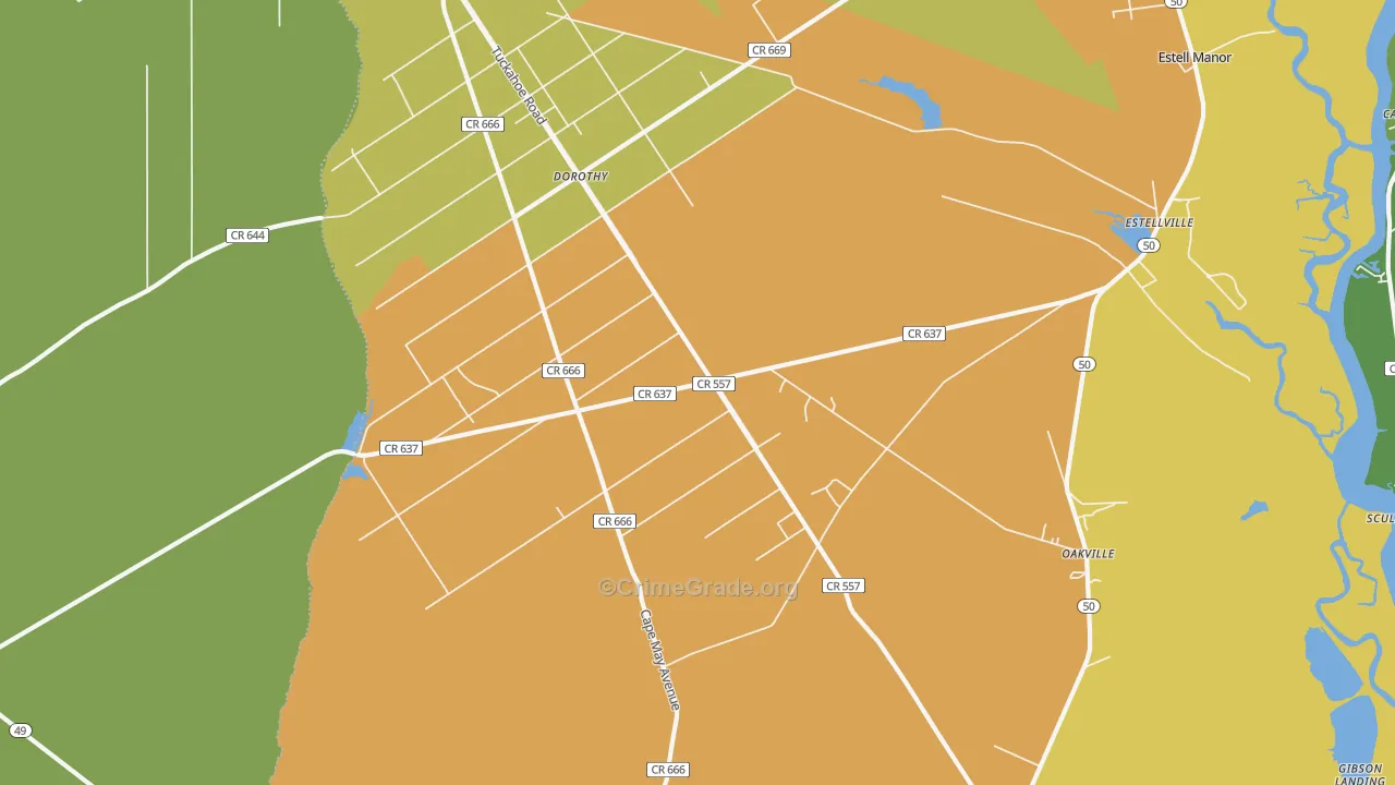 Estell Manor, NJ Map of Assault Rates