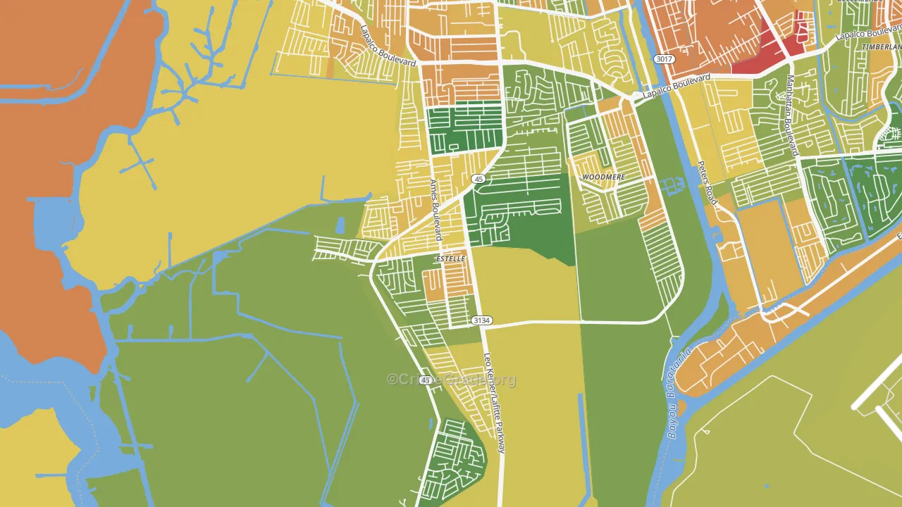 Estelle, LA Map of Assault Rates