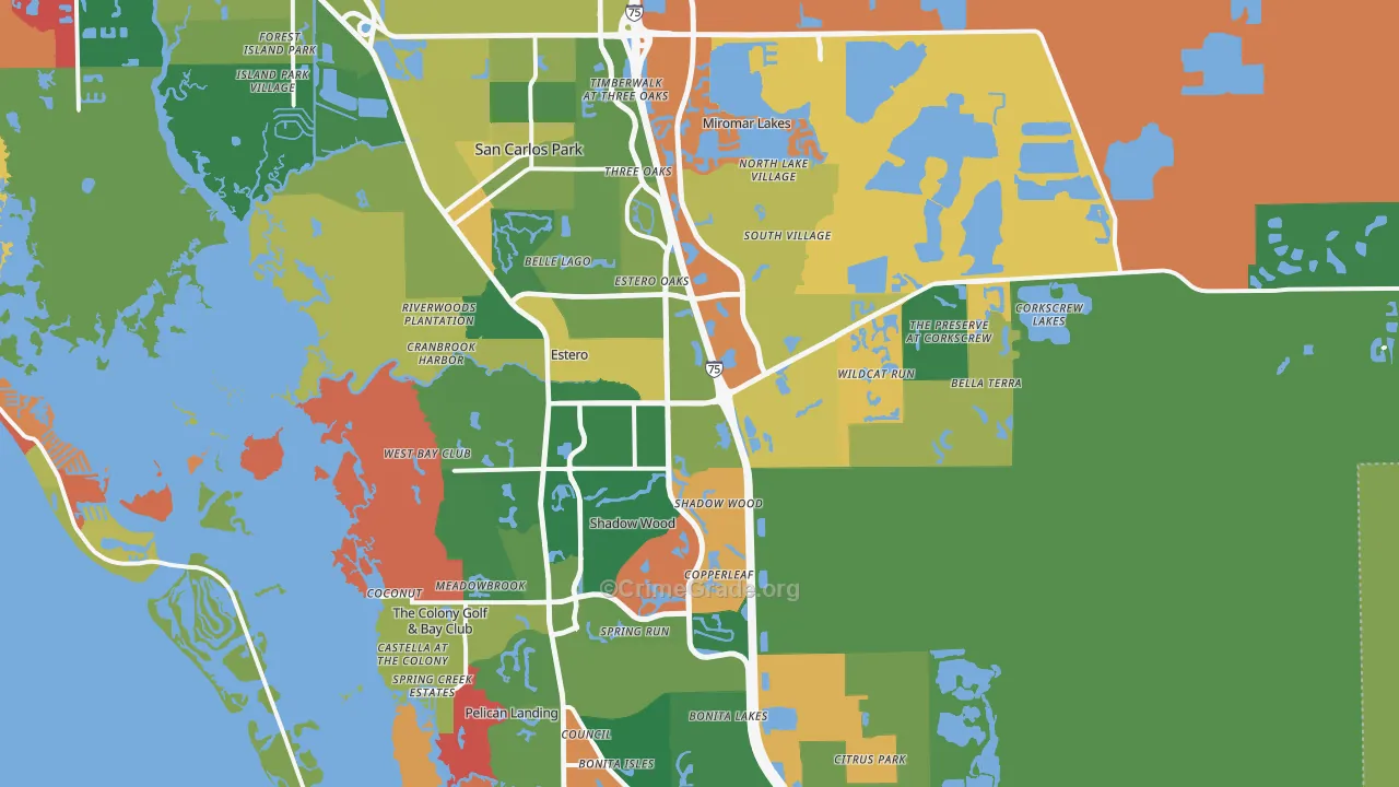 Estero, FL Map of Assault Rates