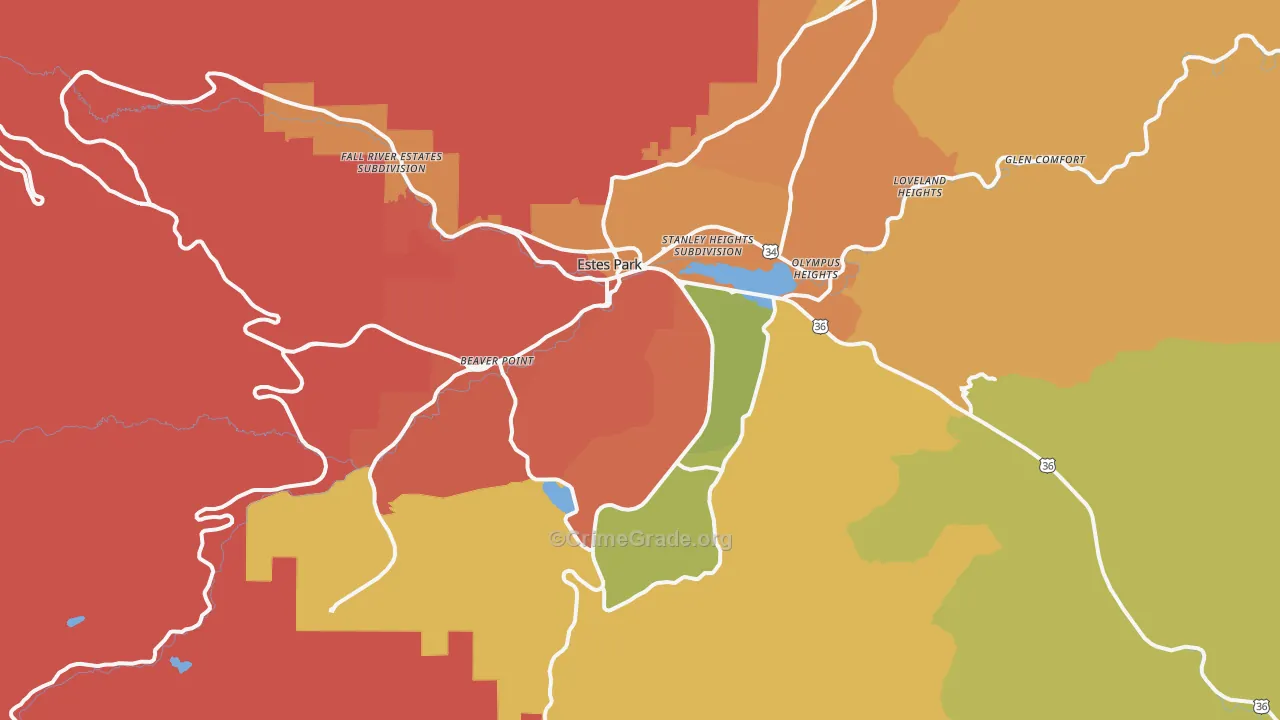 Estes Park, CO Map of Assault Rates