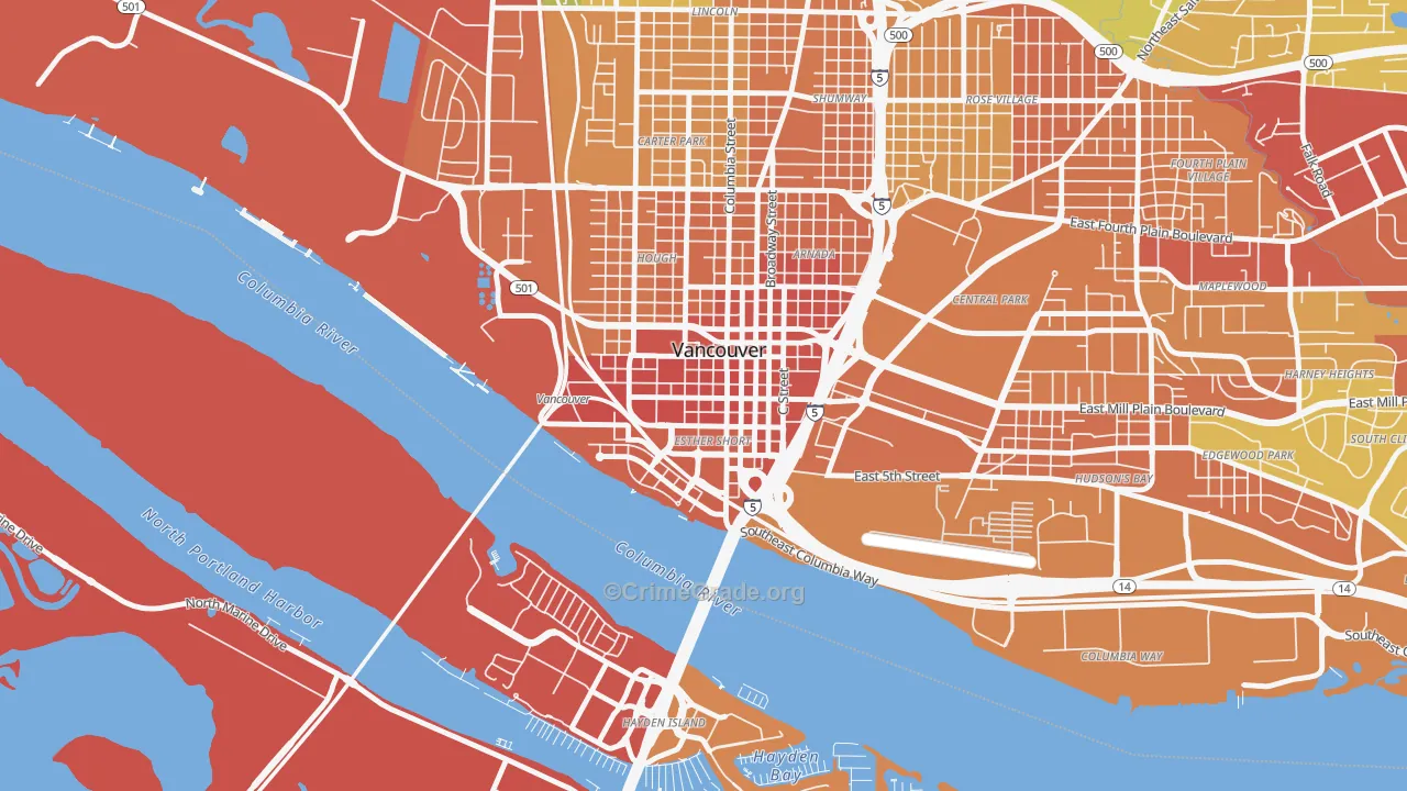 Esther Short, Vancouver, WA Map of Assault Rates