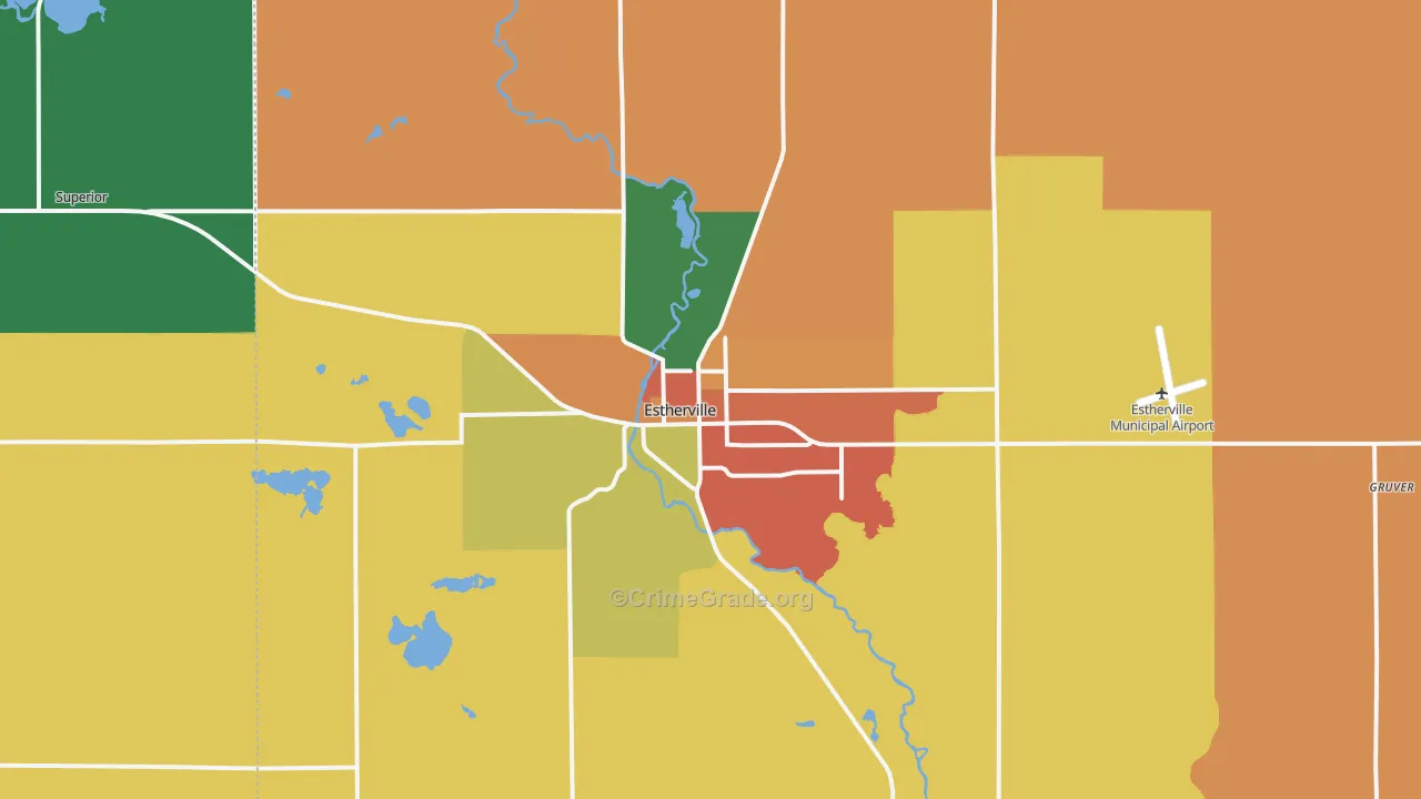 Estherville, IA Map of Assault Rates