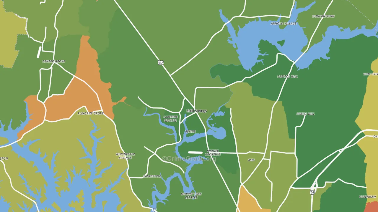 Estill Springs, TN Map of Assault Rates