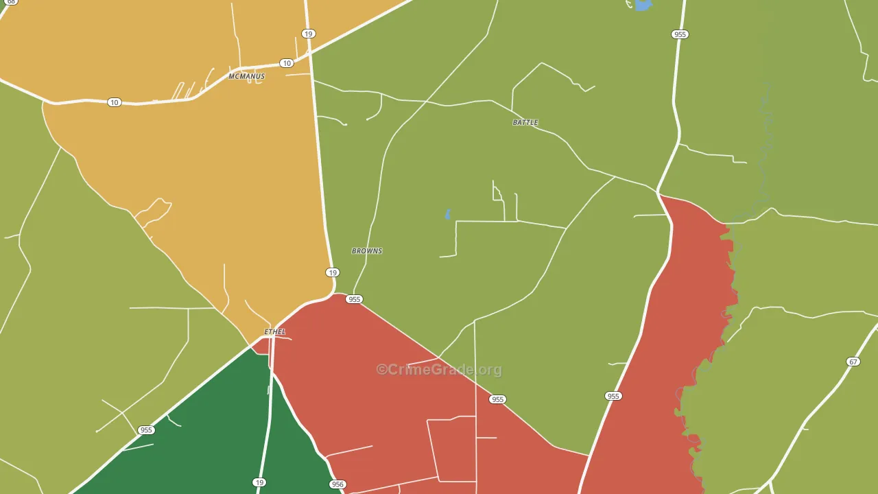 Ethel, LA Map of Assault Rates
