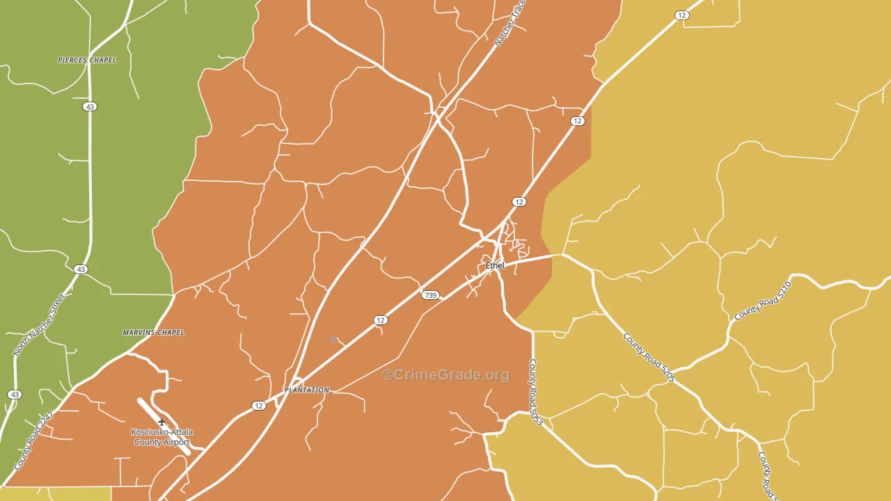 Ethel, MS Map of Assault Rates