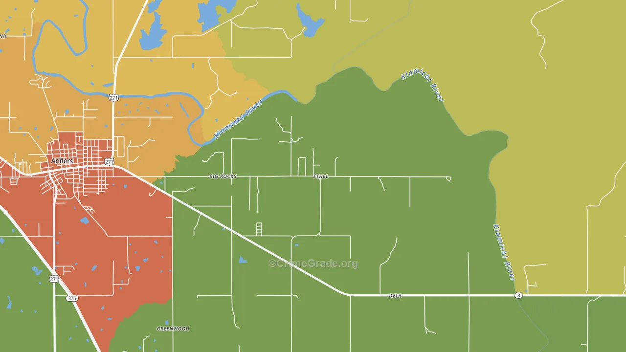 Ethel, OK Map of Assault Rates