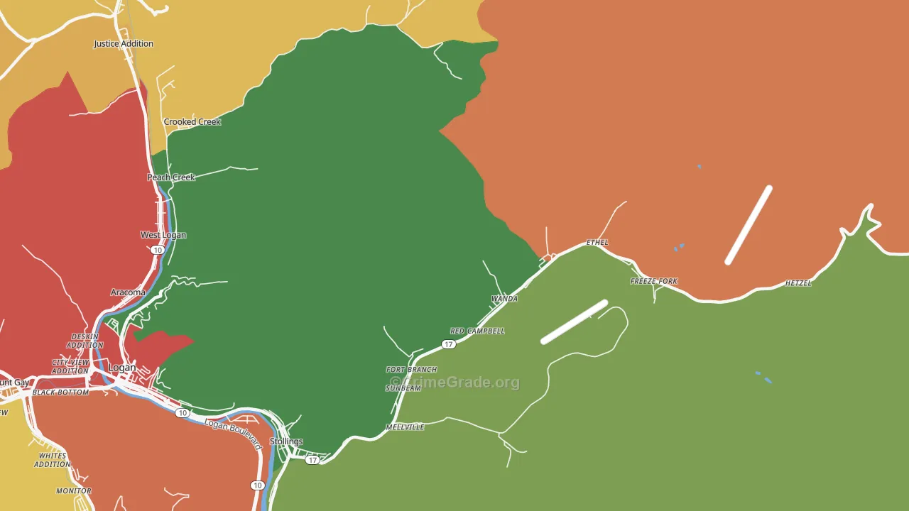 Ethel, WV Map of Assault Rates