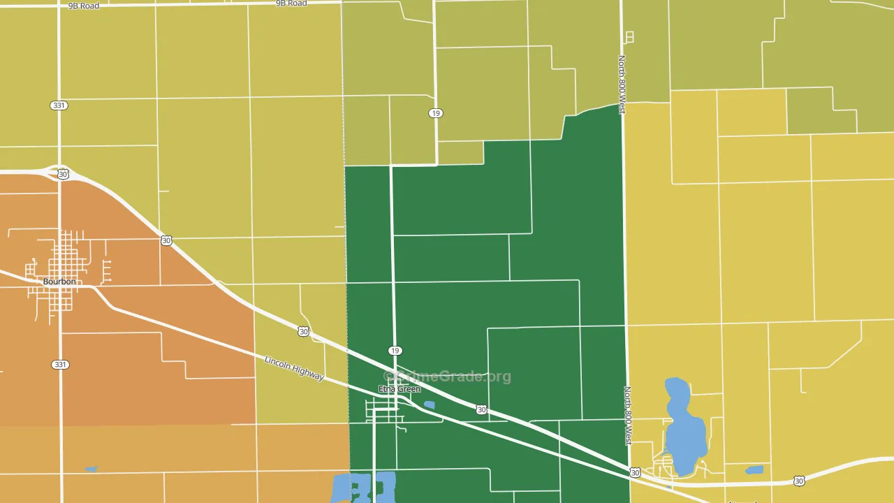 Etna Green, IN Map of Assault Rates