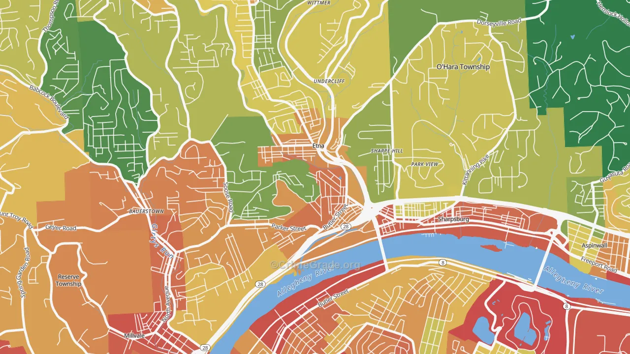 Etna, PA Map of Assault Rates