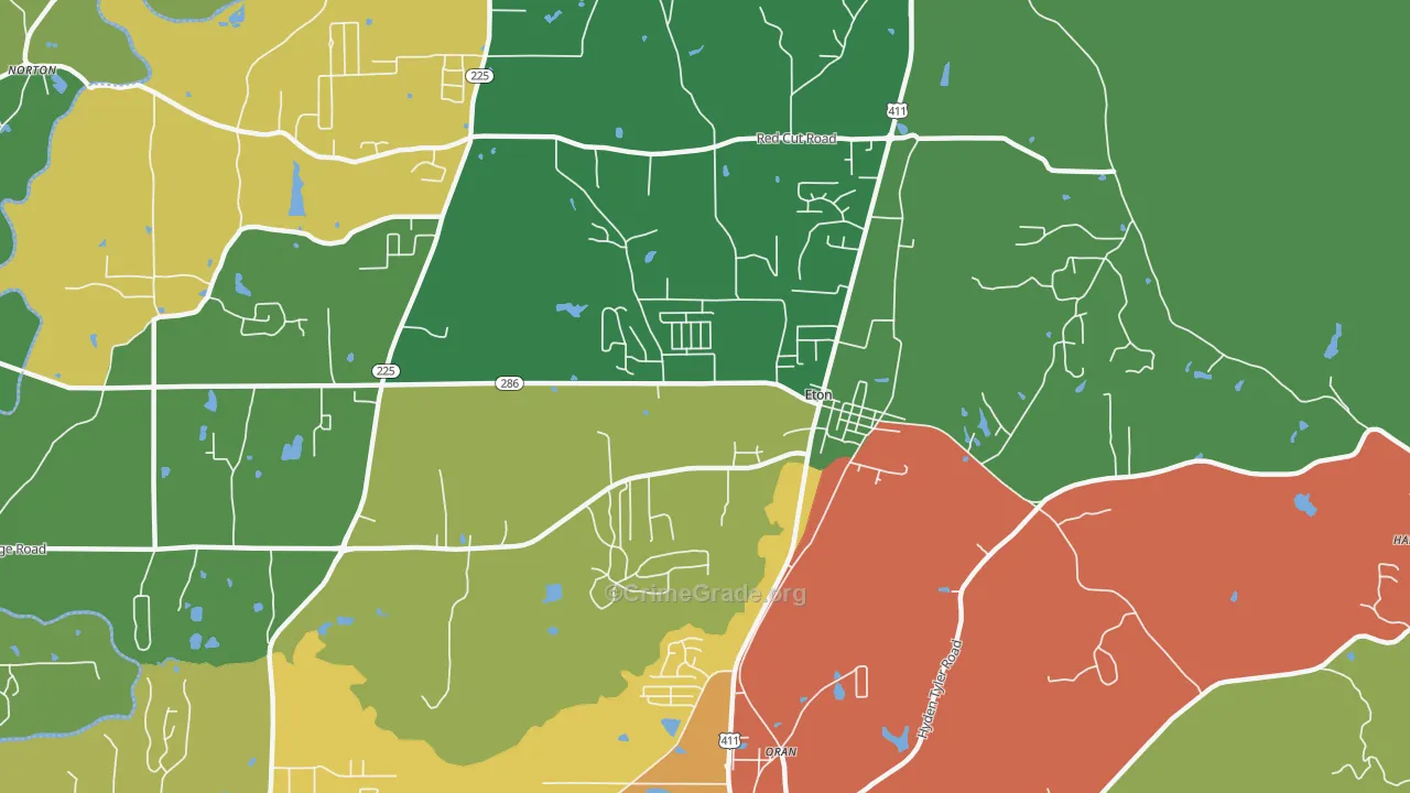 Eton, GA Map of Assault Rates