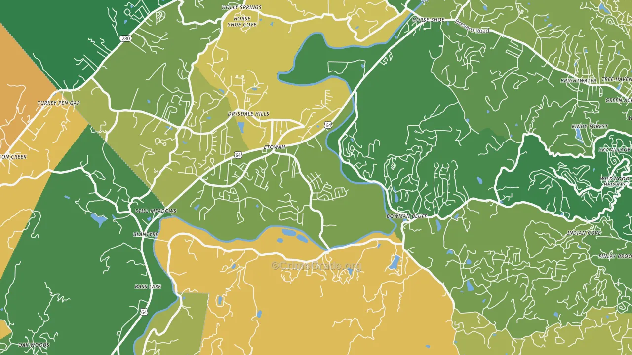 Etowah, NC Map of Assault Rates