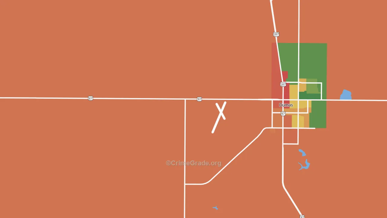 Etter, TX Map of Assault Rates