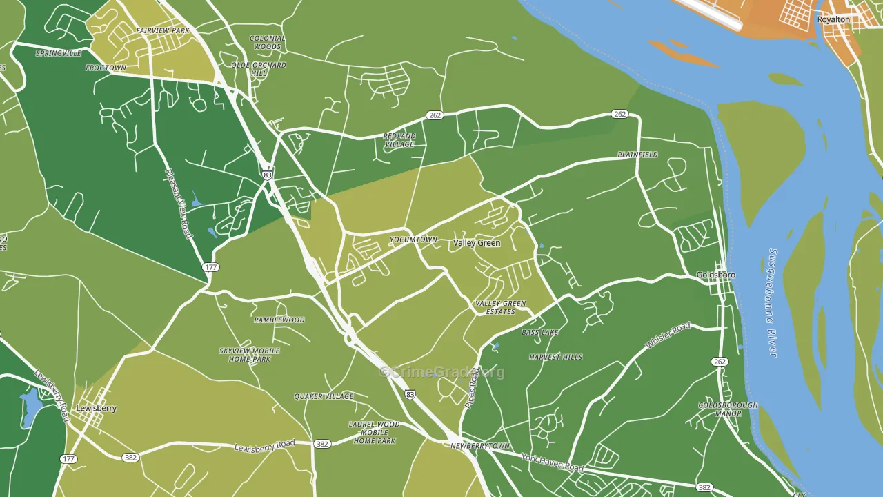 Etters, PA Map of Assault Rates