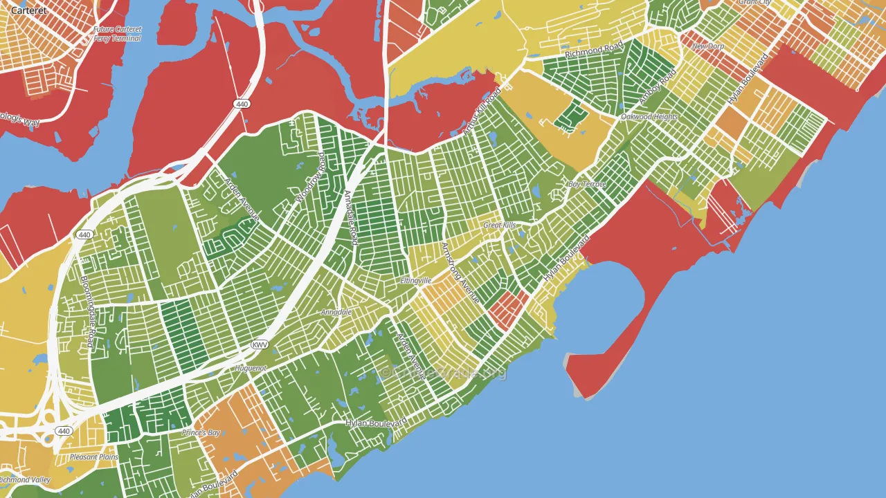 Ettingville, Staten Island, NY Map of Assault Rates