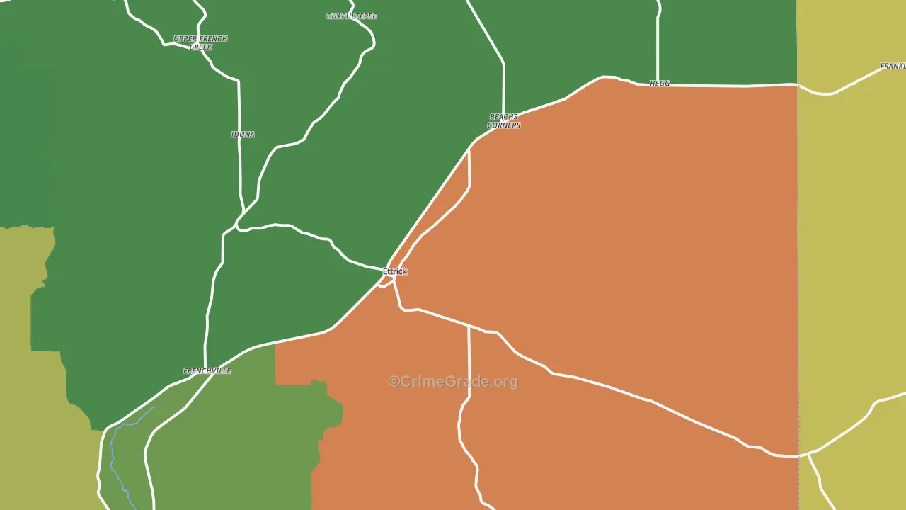 Ettrick, WI Map of Assault Rates