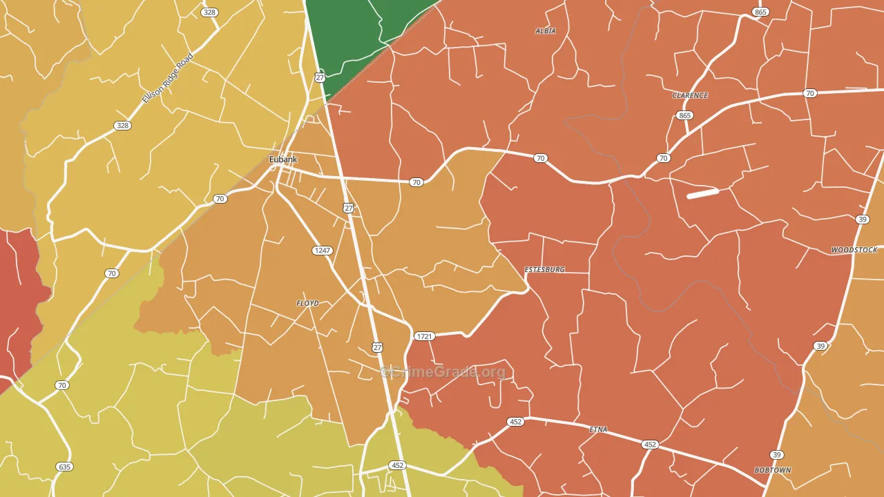 Eubank, KY Map of Assault Rates
