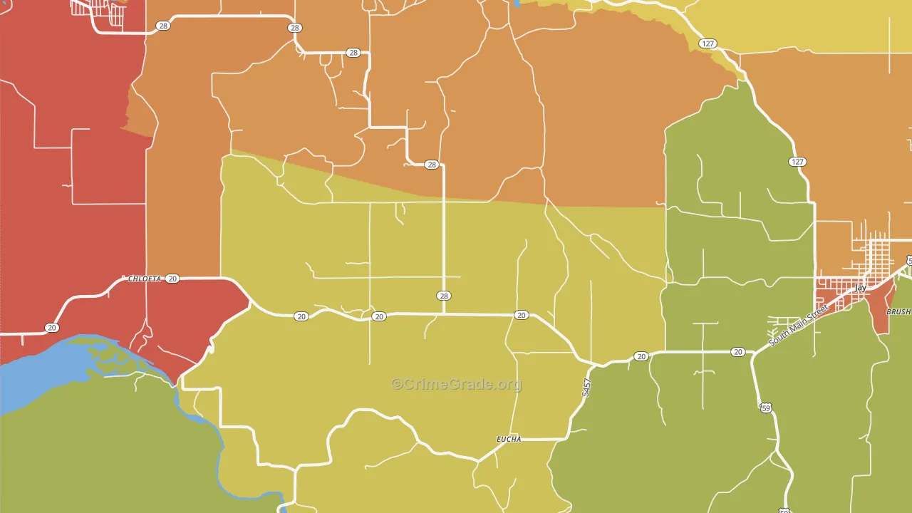 Eucha, OK Map of Assault Rates