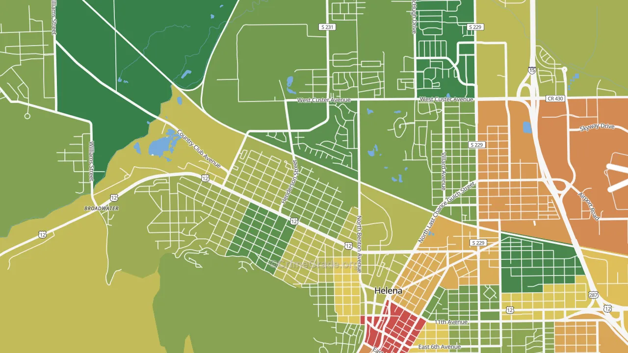 Euclid Ave North, Helena, MT Map of Assault Rates