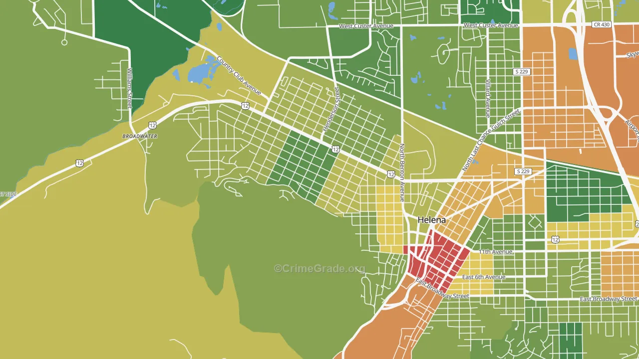 Euclid Ave South, Helena, MT Map of Assault Rates