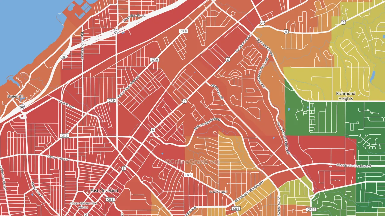 Euclid-Green, Cleveland, OH Map of Assault Rates