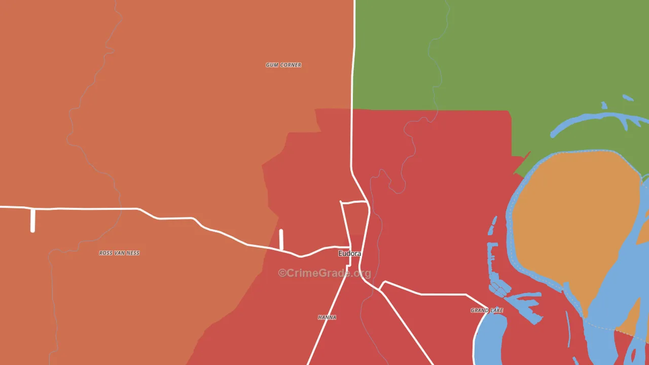 Eudora, AR Map of Assault Rates