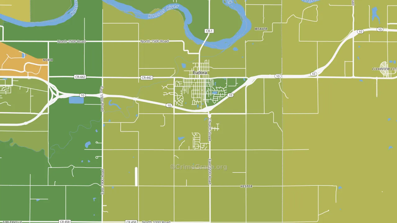 Eudora, KS Map of Assault Rates