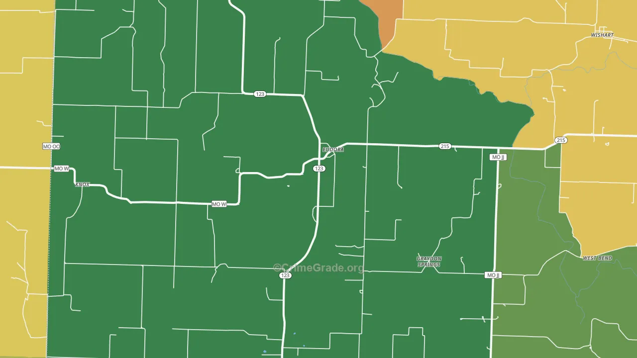 Eudora, MO Map of Assault Rates