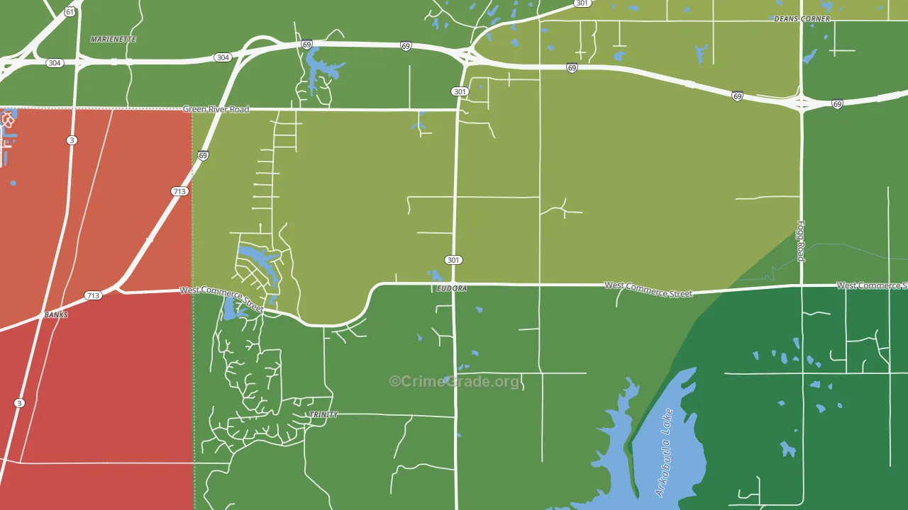 Eudora, MS Map of Assault Rates