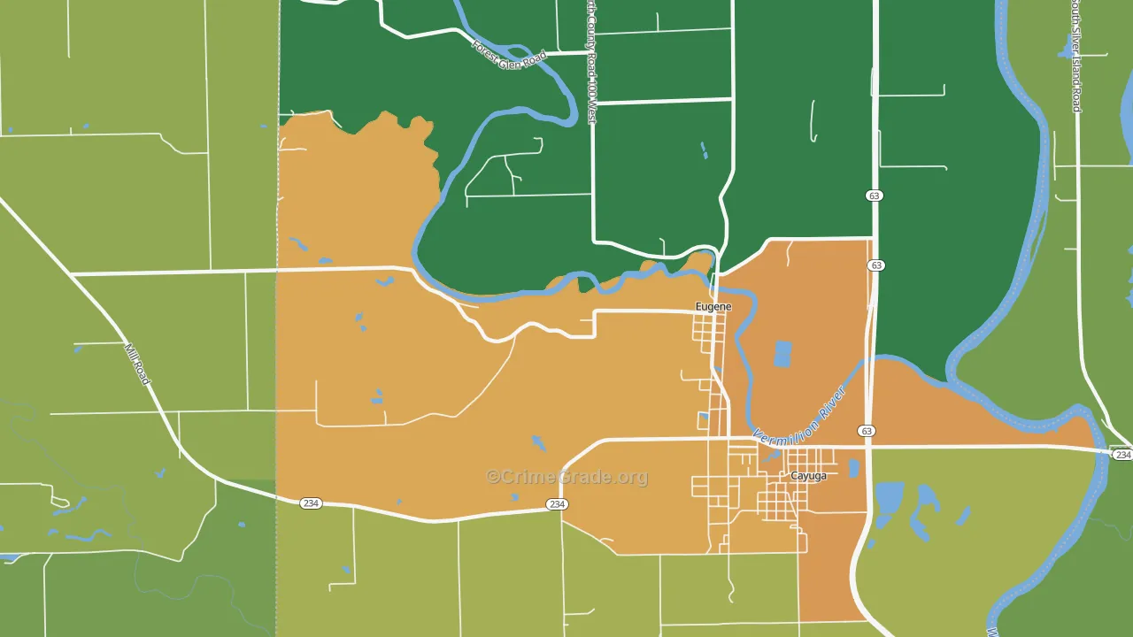 Eugene, IN Map of Assault Rates