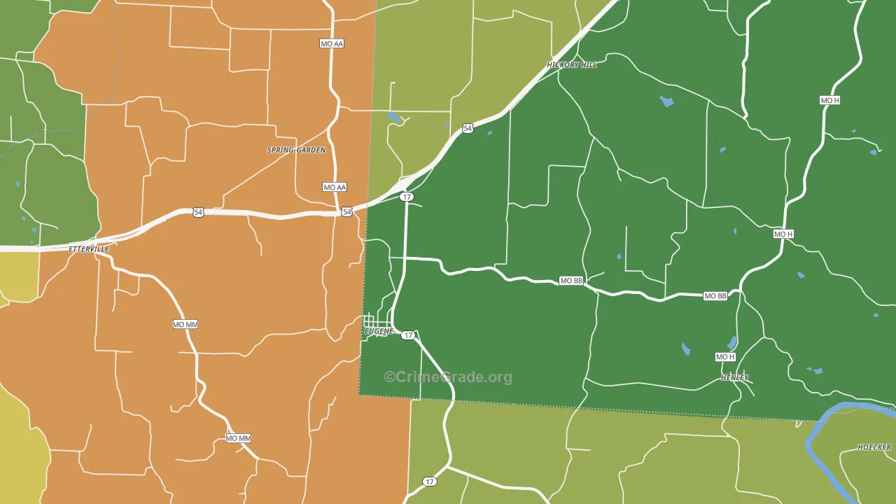 Eugene, MO Map of Assault Rates