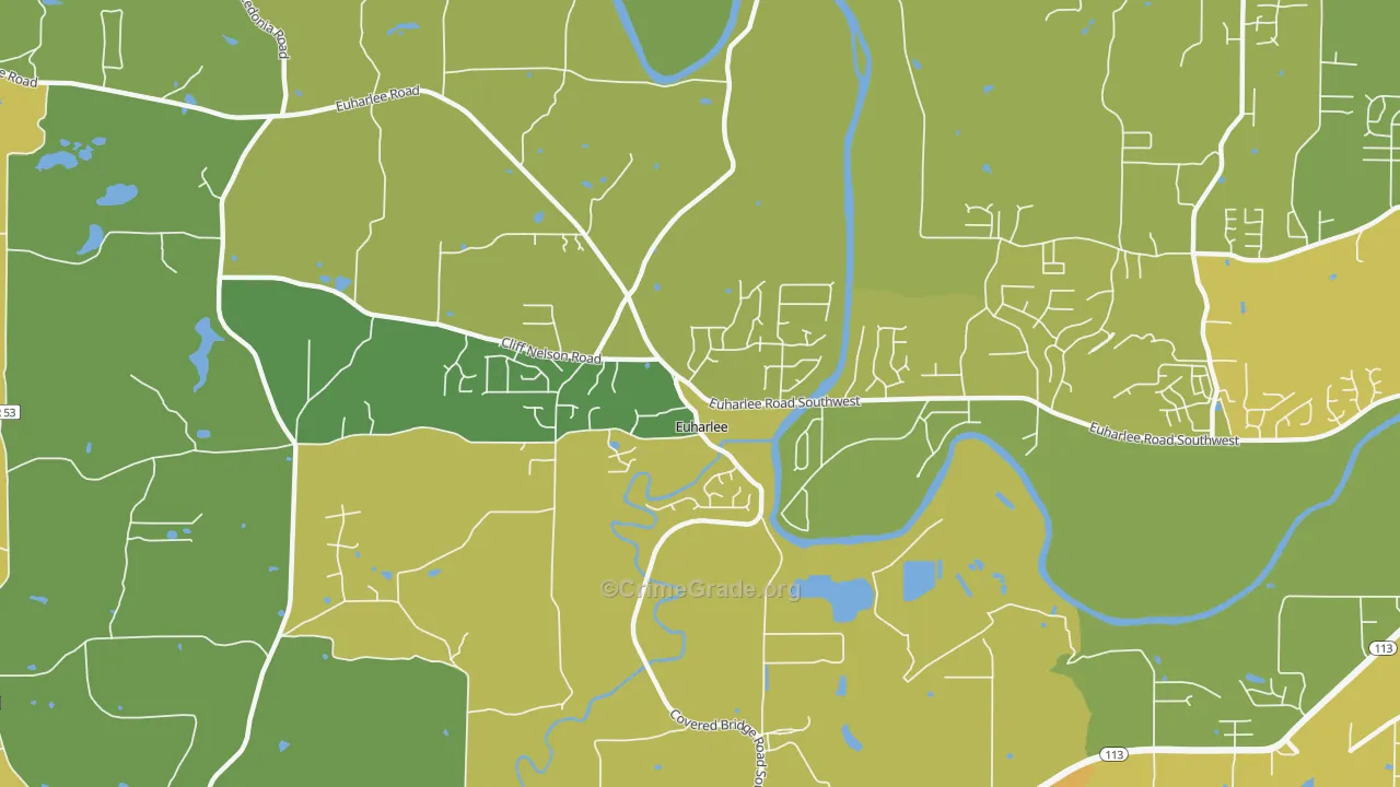 Euharlee, GA Map of Assault Rates