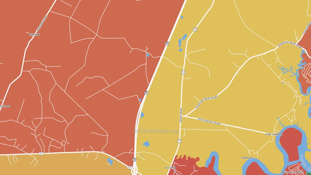 Eulonia, GA Map of Assault Rates